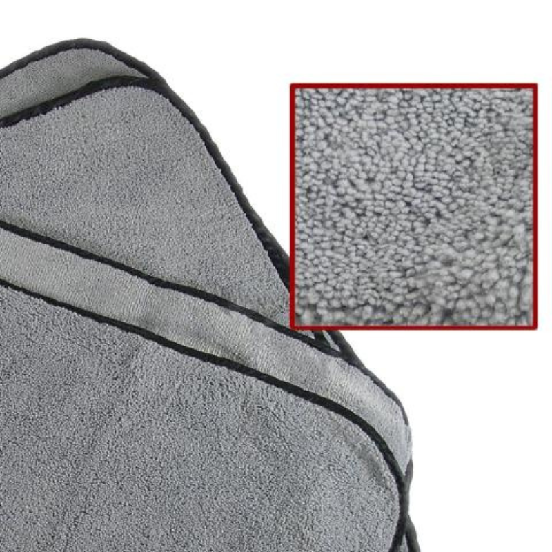 Microfiber Cloth - Super Plush Silver with Black Silk Border 16