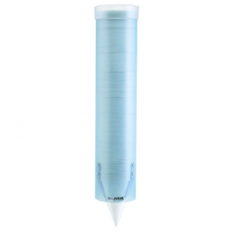 San Jamar C3165FBL Adjustable Frosted Water Cup Dispenser, Wall Mounted, Blue
