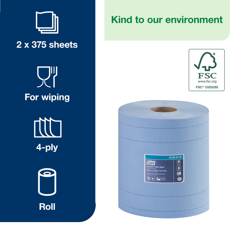 Tork Industrial Paper Wipers – Blue