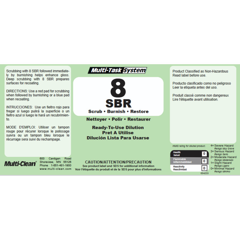 Multi-Clean S.B.R. Secondary Safety Label