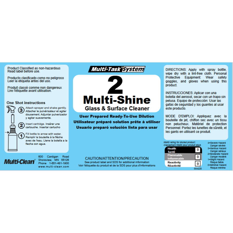Multi-Clean Multi-Shine Secondary Safety Label