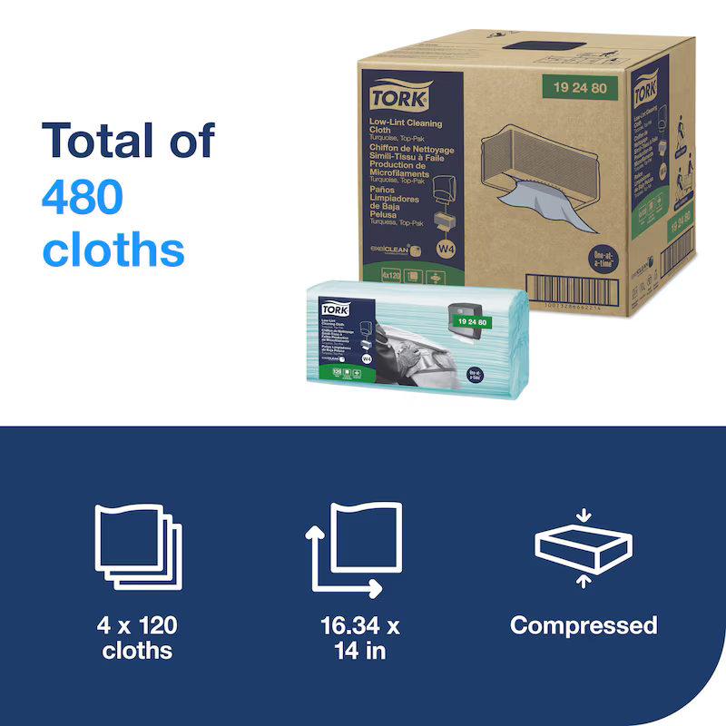 Tork Low-Lint Disposable Cleaning Cloth Turquoise W4