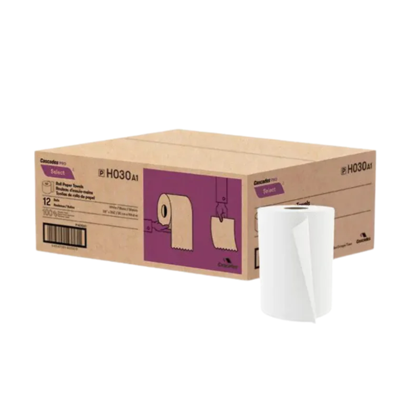 Cascades White Hand Towel Rolls 8