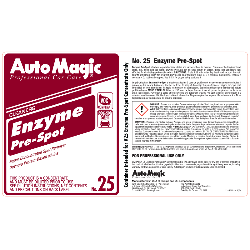 Enzyme Pre-Spot Secondary Safety Label #12325