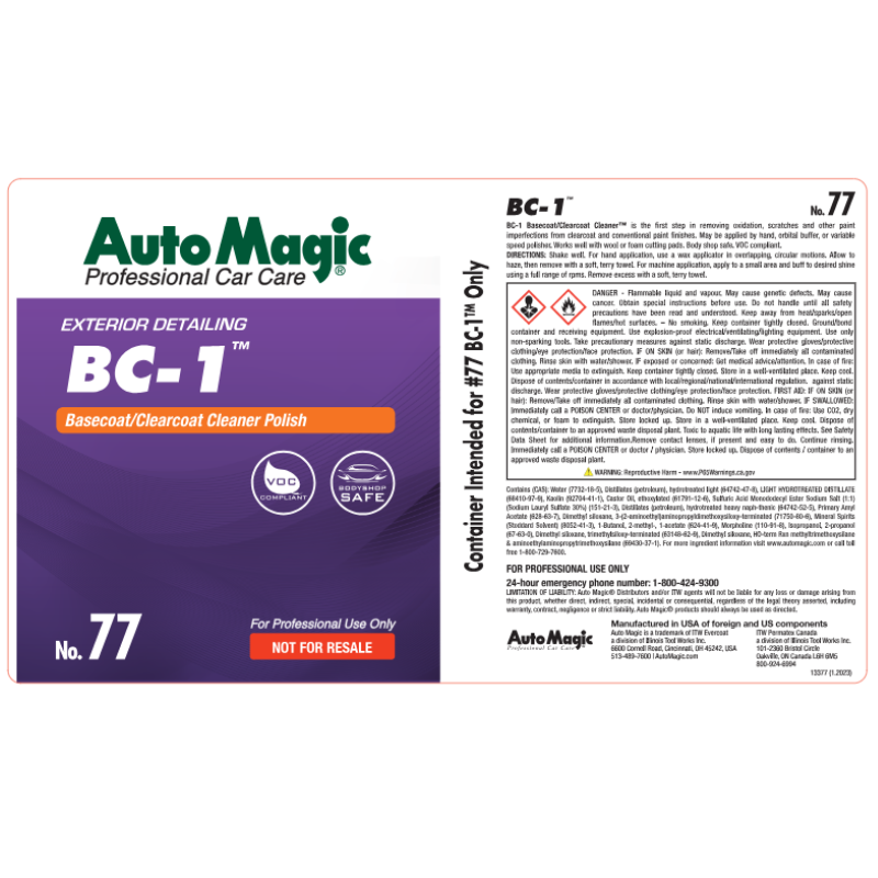 BC-1 Secondary Safety Label #13377