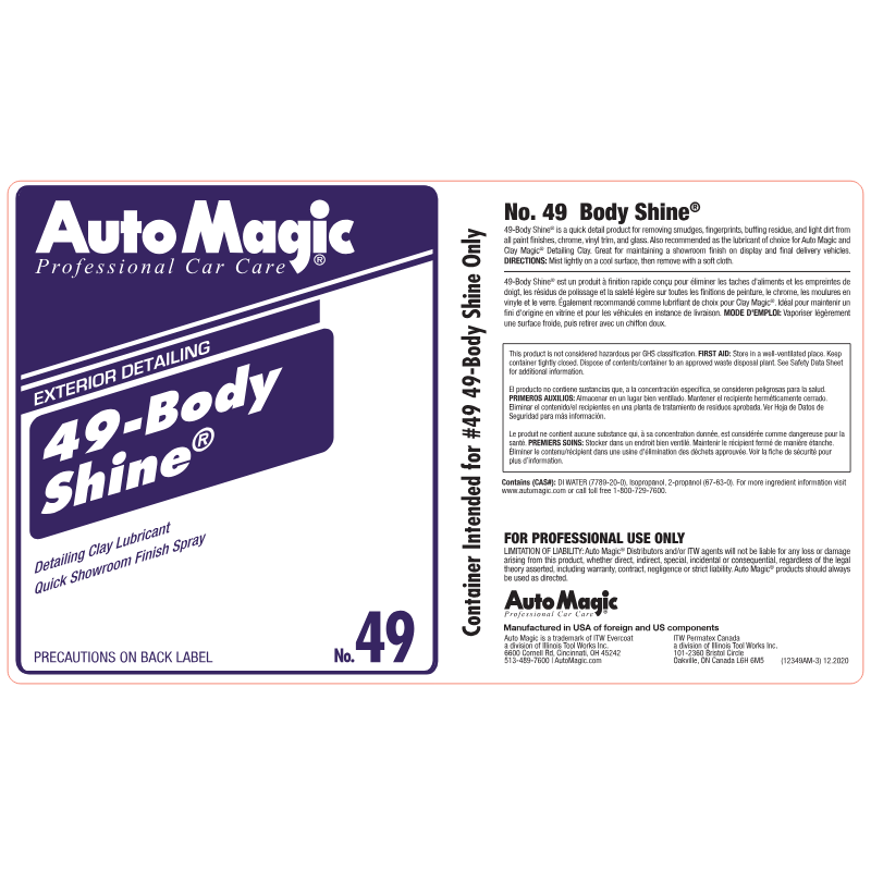 Body Shine #49 Secondary Safety Label #12349
