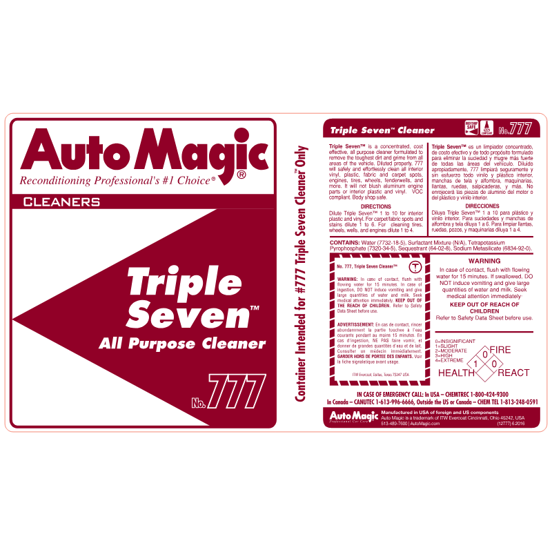 Triple Seven Secondary Safety Label #12777