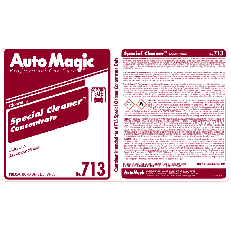 Special Cleaner Secondary Safety Label #12713